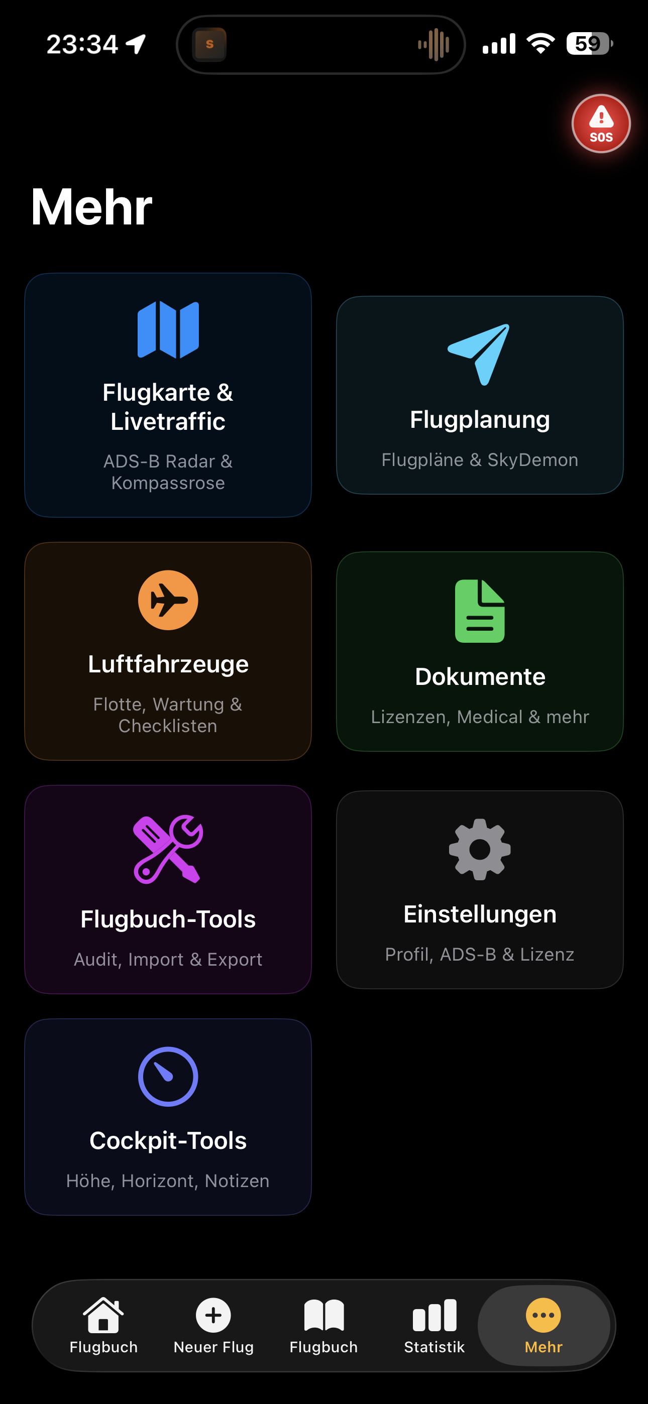 Cockpit-Tools, Flugkarte, Luftfahrzeuge