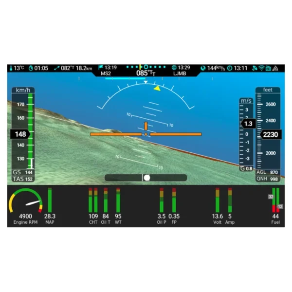 Kanardia Aetos Display mit 3D-Sicht für präzise Fluglage und Navigation