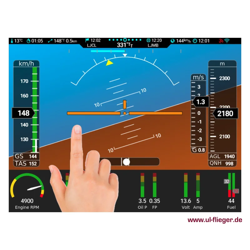 nesis-4-kanardia-10-zoll-touch-display – großes 10 Zoll Touchscreen EFIS von Kanardia für UL- und LSA-Flugzeuge