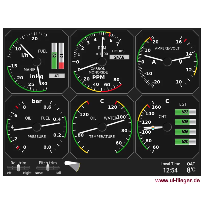 nesis-4-kanardia-motorbildschirm – Motorüberwachungsanzeige im Kanardia Nesis 4 EFIS