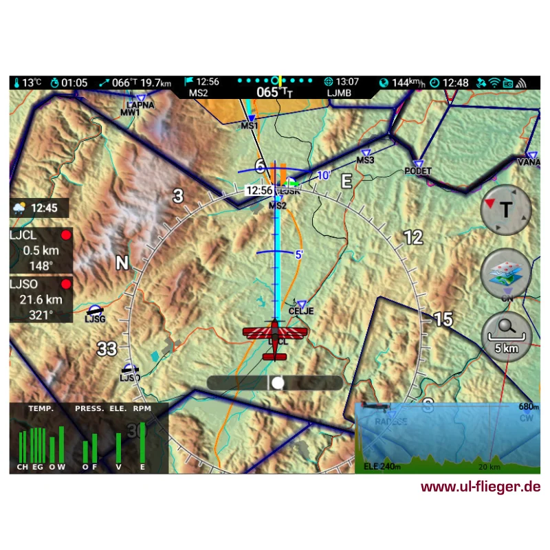 nesis-4-kanardia-navigationsbildschirm – Kartendarstellung und Flugnavigation im Kanardia Nesis 4 EFIS